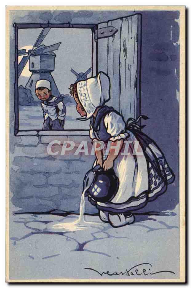CPA Fantaisie Illustrateur Enfants Moulin a vent