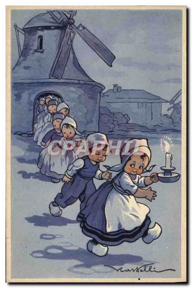 CPA Fantaisie Illustrateur Enfants Moulin a vent