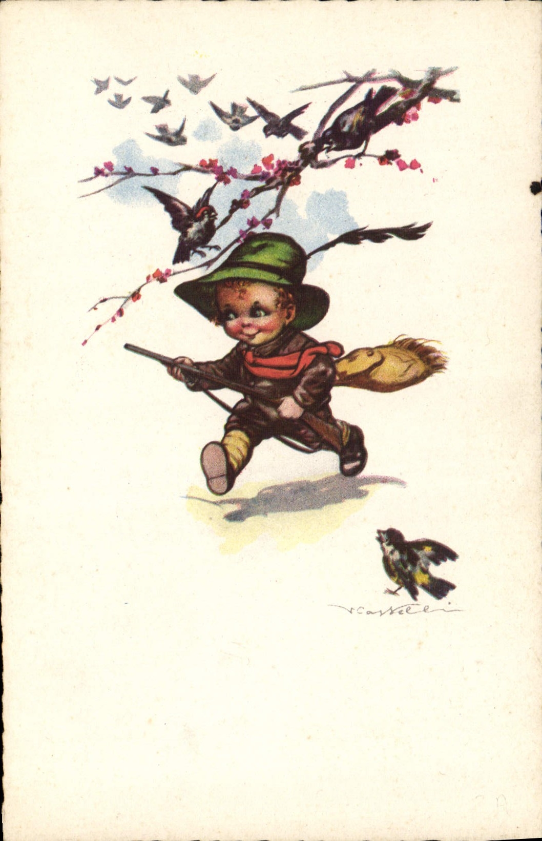 CPA Fantaisie Illustrateur Enfant Chasseur Chasse