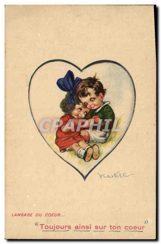 CPA Fantaisie Illustrateur Enfants Coeur