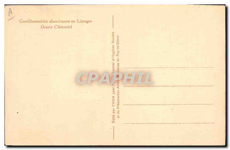 CPA Fantaisie Illustrateur GEntilhommiere abandonnee en Limagne Dessin Clemental — Rückseite