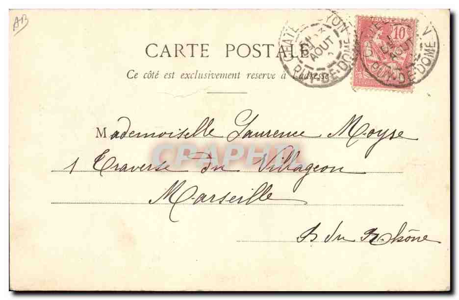 CPA Folklore Auvergne Costume de Latour — Verso