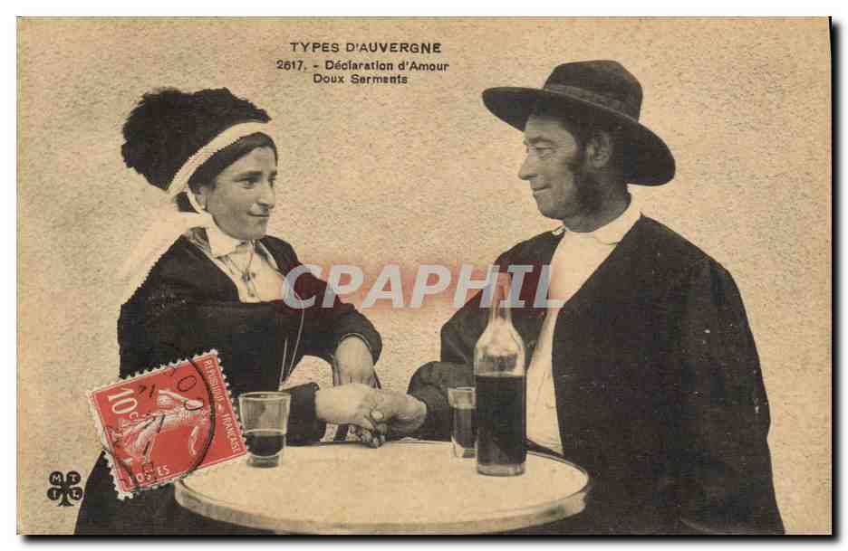 CPA Folklore Type d'Auvergne Declaration d'amour Doux serments