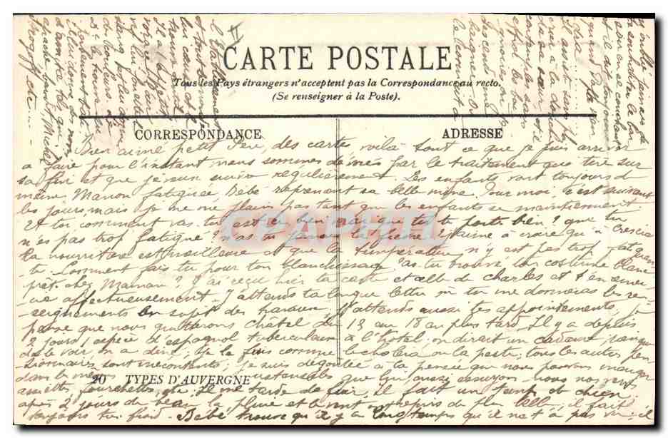 CPA Folklore Bourree d'Auvergne — Verso