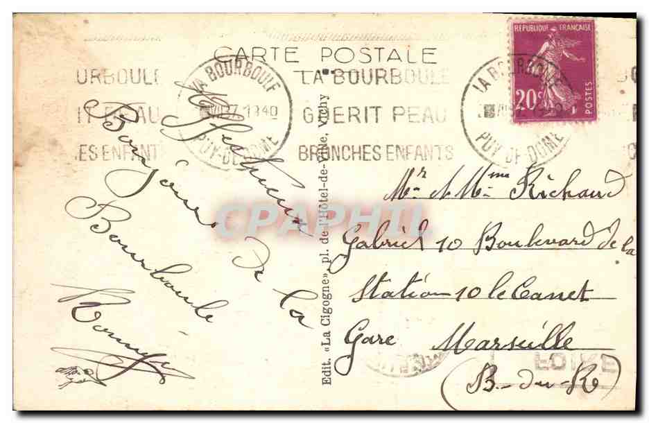 CPA Folklore La bourree d'Auvergne — Verso