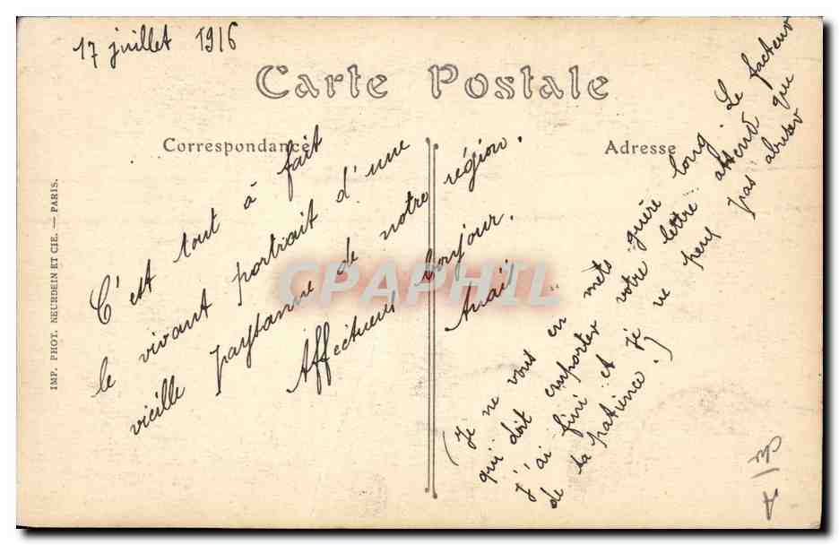 CPA Folklore Paysanne d'Auvergne  — Verso