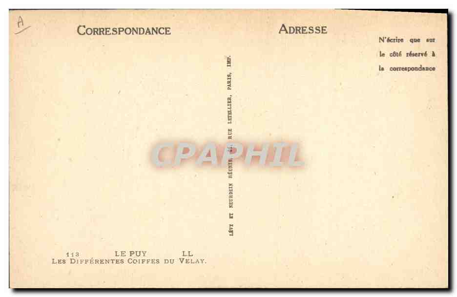 CPA Folklore Le Puy Les differentes coiffes du Velay — Verso