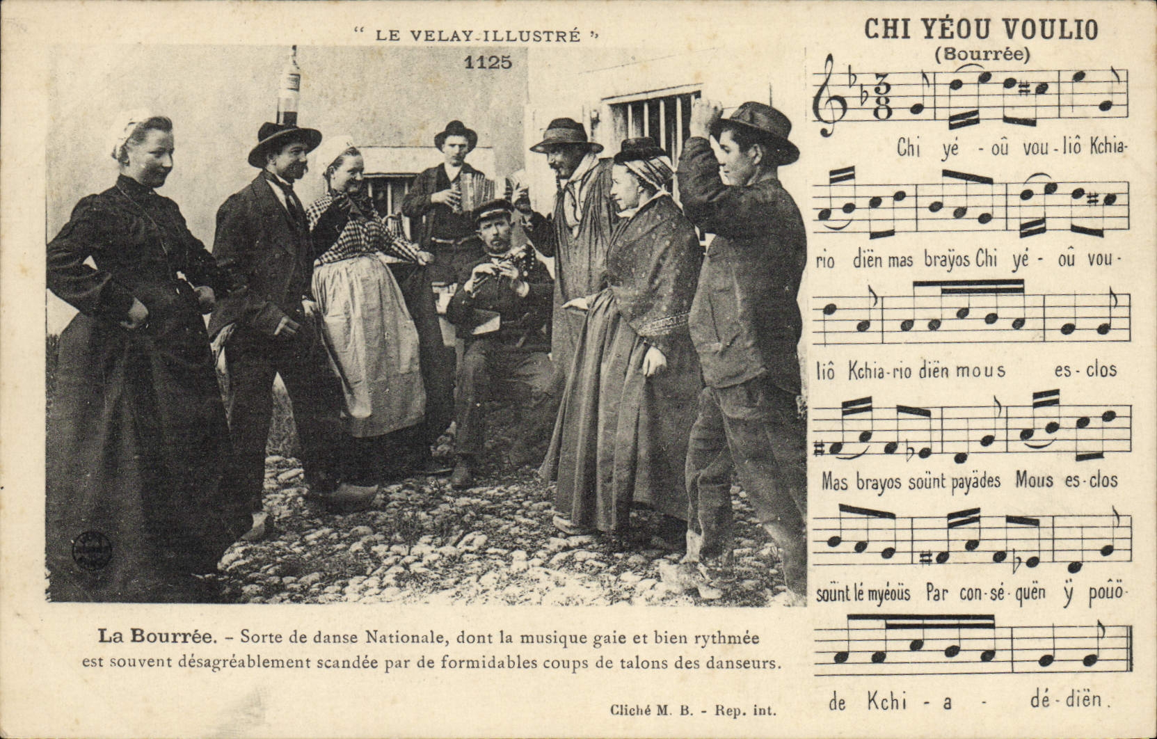 CPA Folklore Auvergne La bourree
