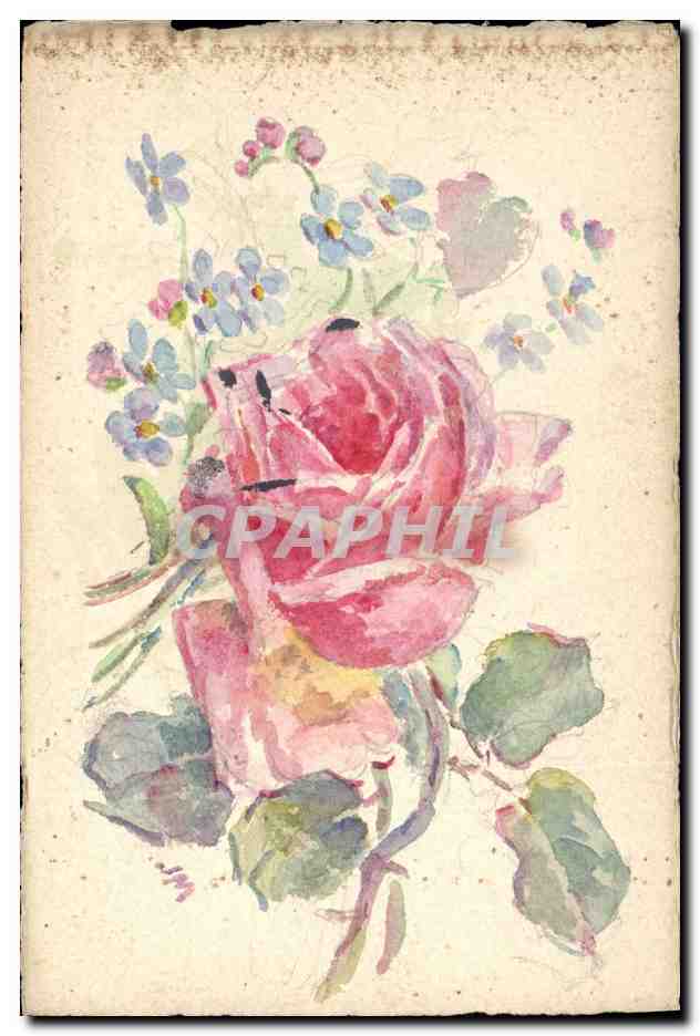 CPA Fantaisie (dessin a la main) Fleurs