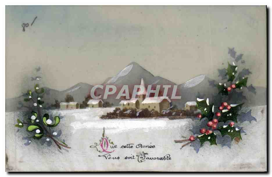 Paysage hivernal — village enneigé avec montagnes — éditeur non identifié, n° de série 90/1