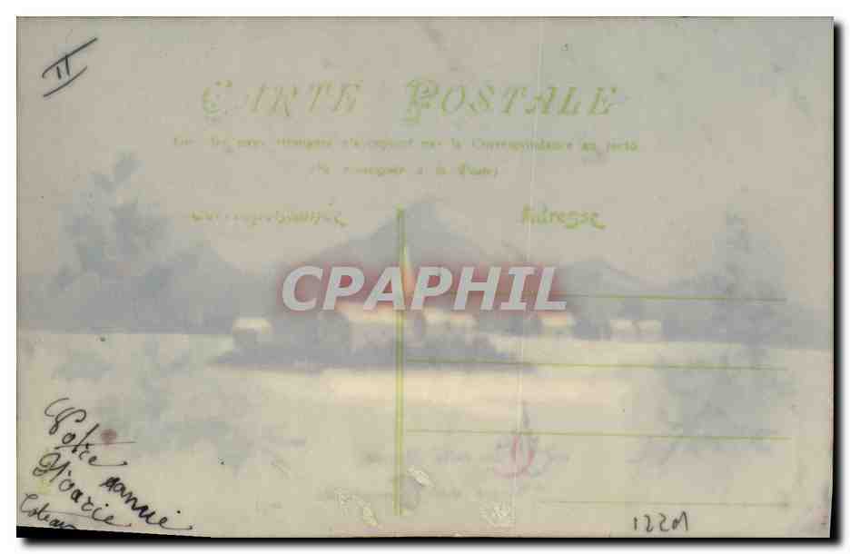 Paysage hivernal — village enneigé avec montagnes — éditeur non identifié, n° de série 90/1 — Verso