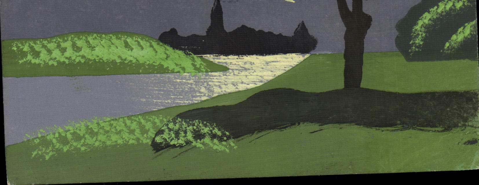 Paysage nocturne — rivière et collines — éditeur inconnu, n° 44