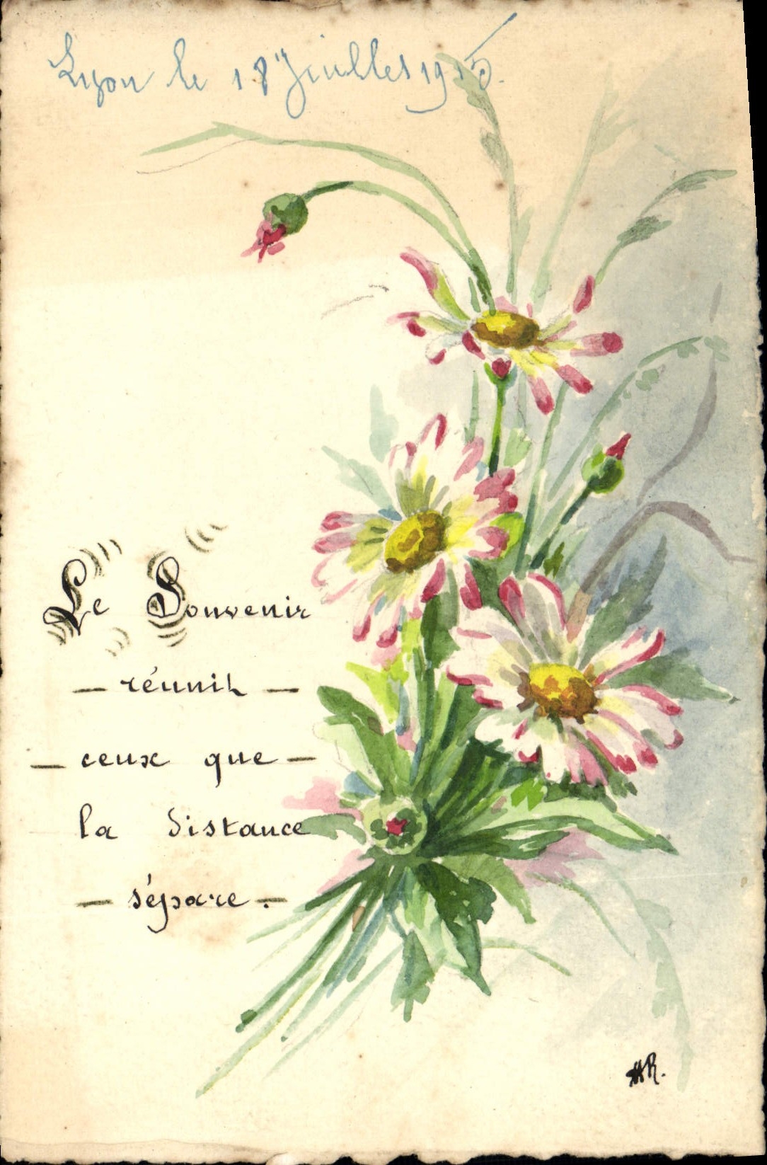 Fleurs — illustration à l'aquarelle — Lyon, 1916