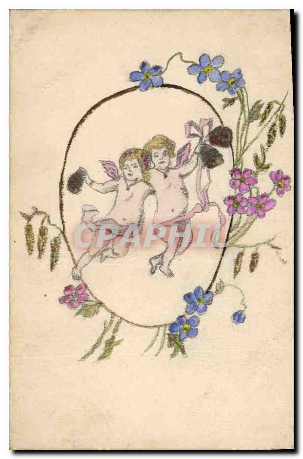 Cupido et Psyché — deux amants dans un cadre floral — éditeur non visible