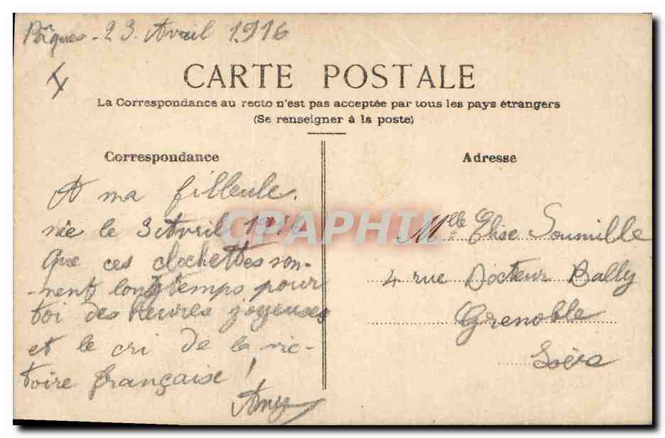 Cupido et Psyché — deux amants dans un cadre floral — éditeur non visible — Verso