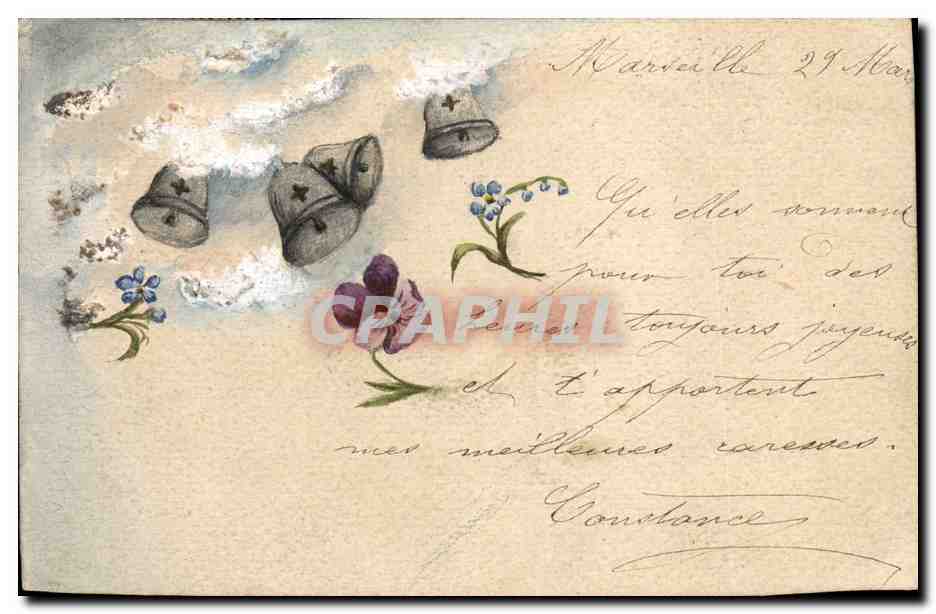 CPA Fantaisie (dessin a la main) Cloches