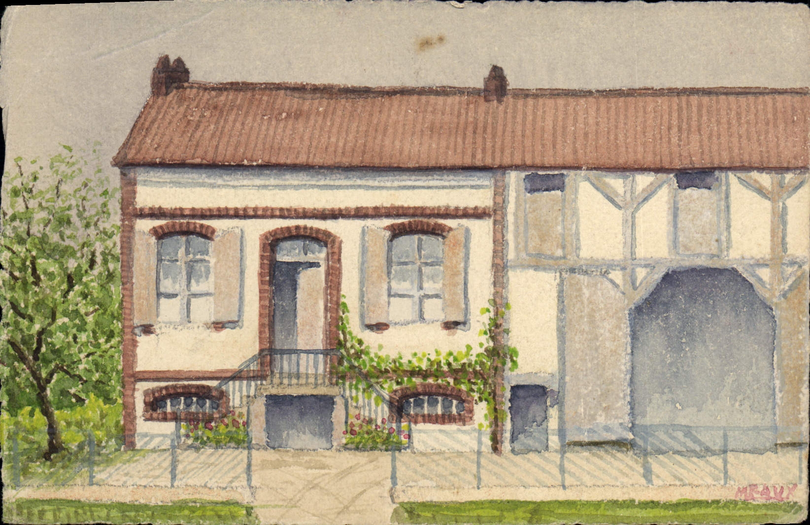 Maison d'habitation à Aquarrelle Ganson — peinture à l'aquarelle — éditeur Union postale Universelle, n° 29