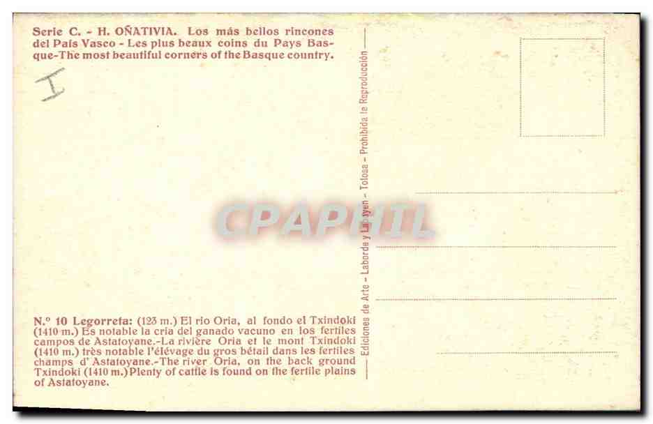 CPA Fantaisie Legorreta El rio Oria  — Rückseite
