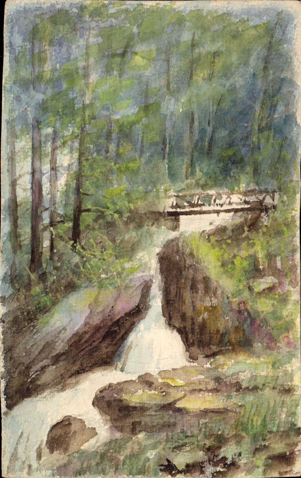 CPA Fantaisie (dessin a la main) Cascade