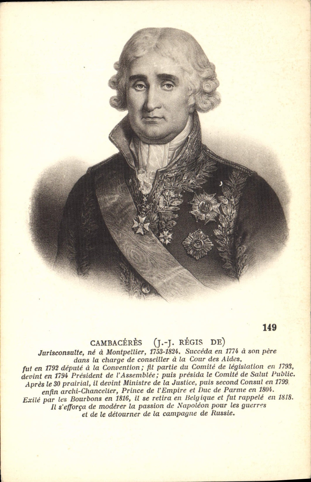 J.-J. Régis de Cambacérès — Jurisconsulte et Premier Consul — Éditeur CPAPHIL, n° 149