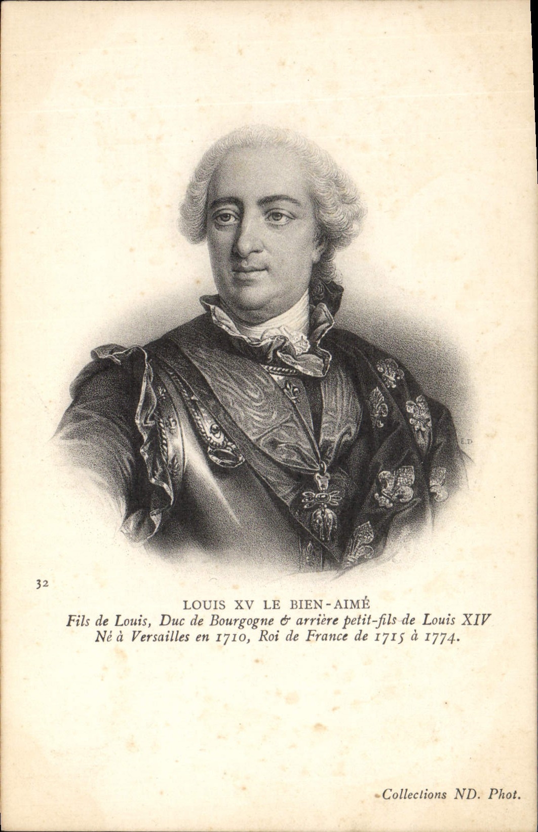 Louis XV le Bien-Aimé — Portrait gravé — Collections ND. Phot. n°32