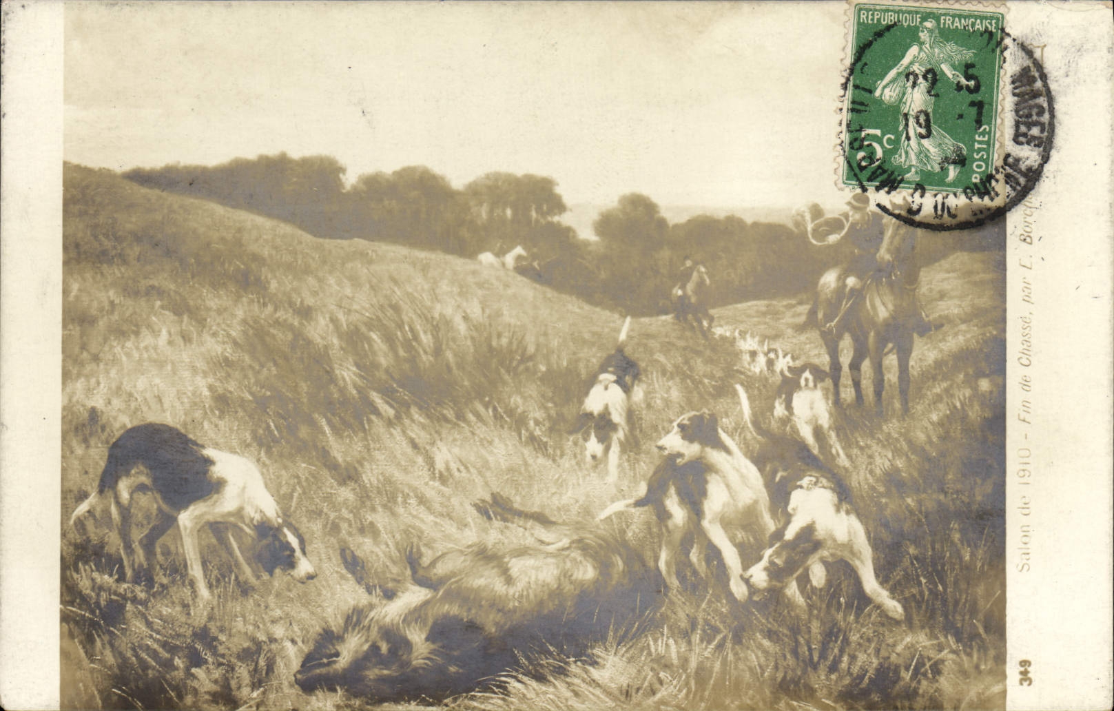 Fin de Chasse — Salon de 1910 — par E. Bourgoin