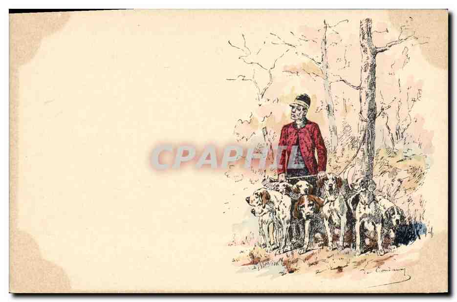 Chasseur avec chiens — Forêt — Éditeur non identifié