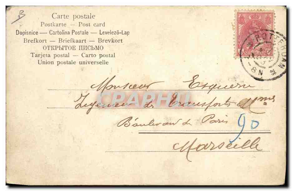 CPA Fantaisie Lune Cigogne — Verso