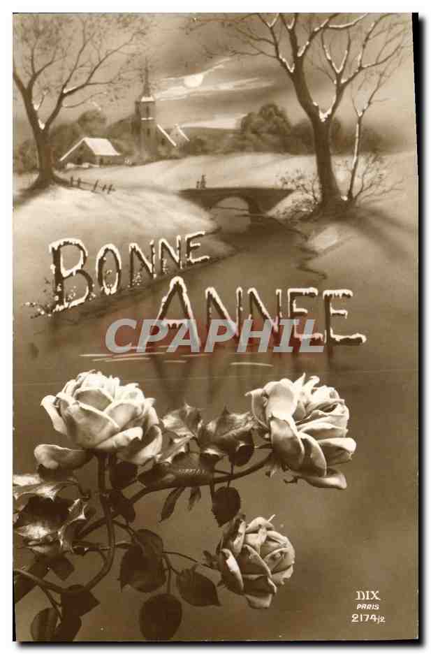 CPA Fantaisie Lune Bonne annee