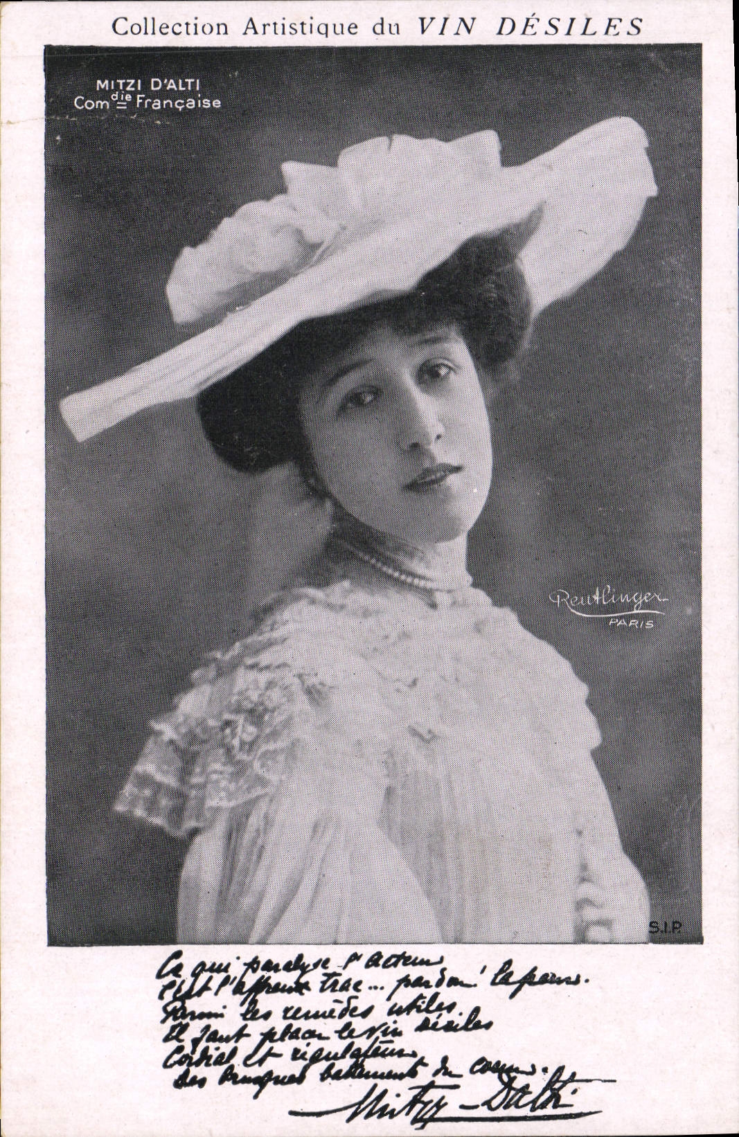Mitzi D'Altí — Actrice française — Collection Artistique du VIN DÉSILES — Photographe Reutlinger, Paris
