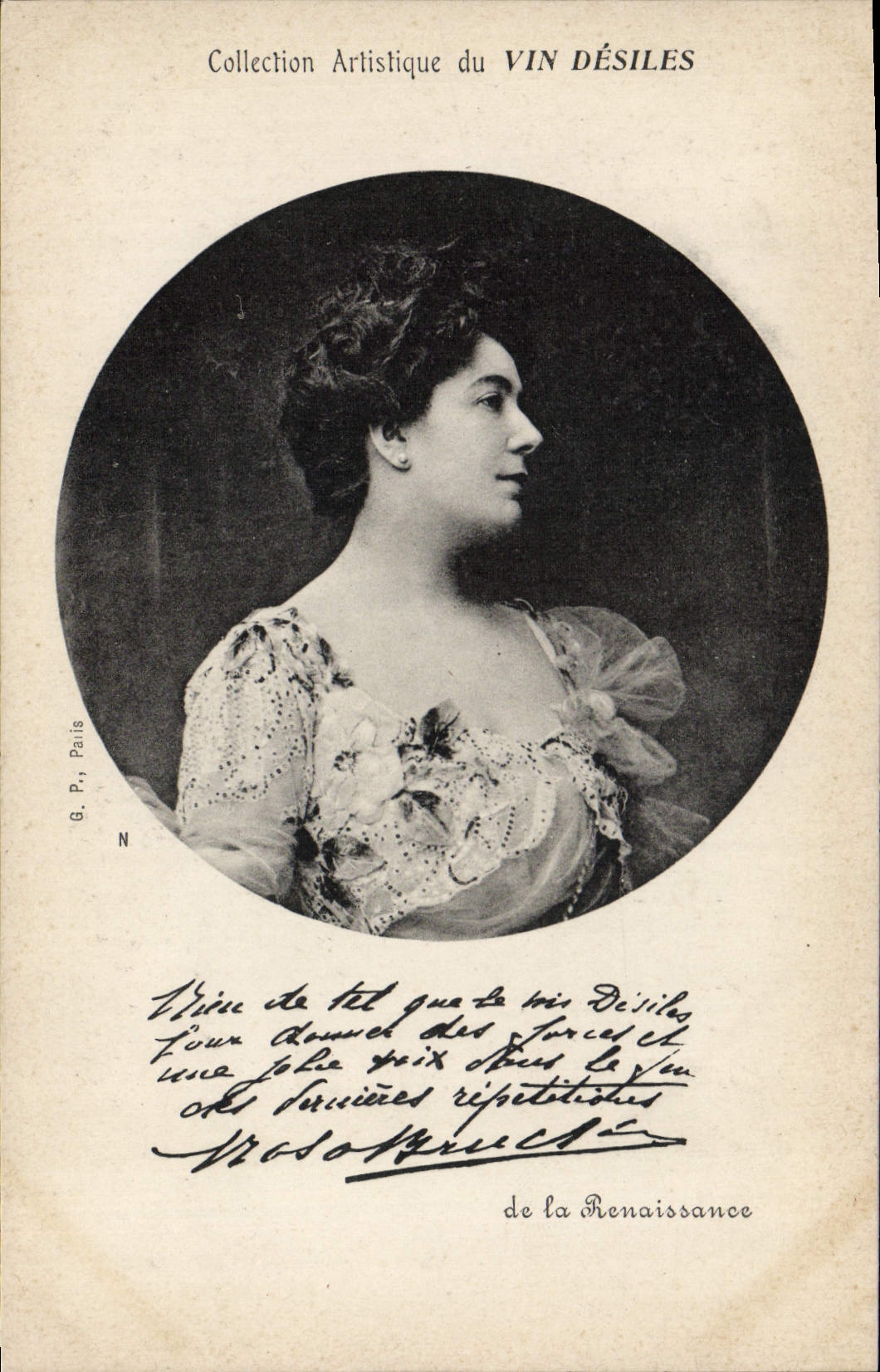 Portrait de femme — Collection Artistique du VIN DÉSILES — G. P. Pais