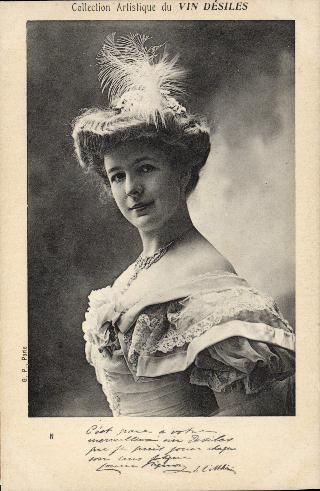 Portrait de femme — Collection Artistique du VIN DÉSILES — G.P. Paris