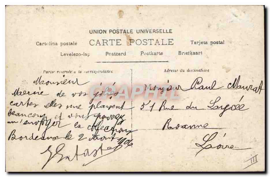 A. Adlerson — Portrait en robe longue avec fourrure — Reedlanger, Paris, n° 934 — Verso