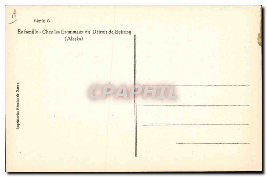 CPA Polaire En famille Chez les Esquimaux du detroit de Behring Alaska — Rückseite