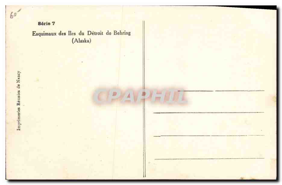 CPA Polaire Esquimaux des iles du Detroit de Behring Alaska — Rückseite