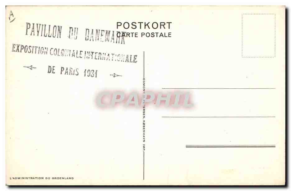 CPA Polaire Femme avec son bebe dans l'Amaut Cap York Paris Pavillon du Danemark Exposition Coloniale 1931 — Rückseite