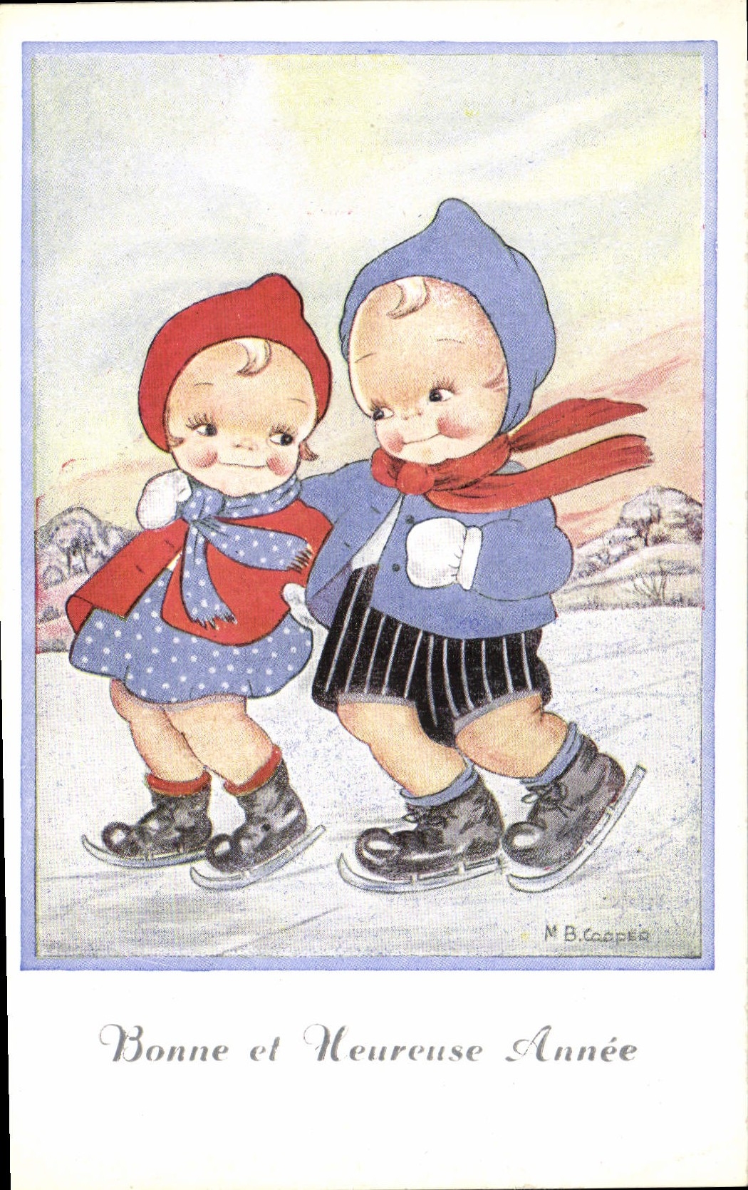 CPA Fantaisie Illustrateur Cooper Enfants Patins a glace