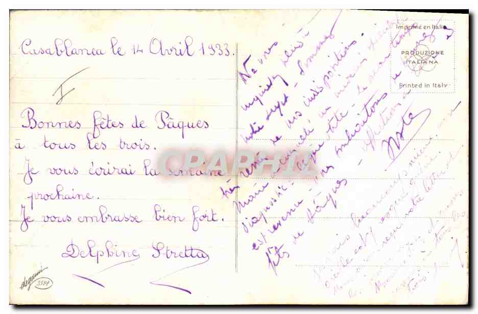 CPA Fantaisie Illustrateur Enfant Coq Paques Oeufs — Rückseite