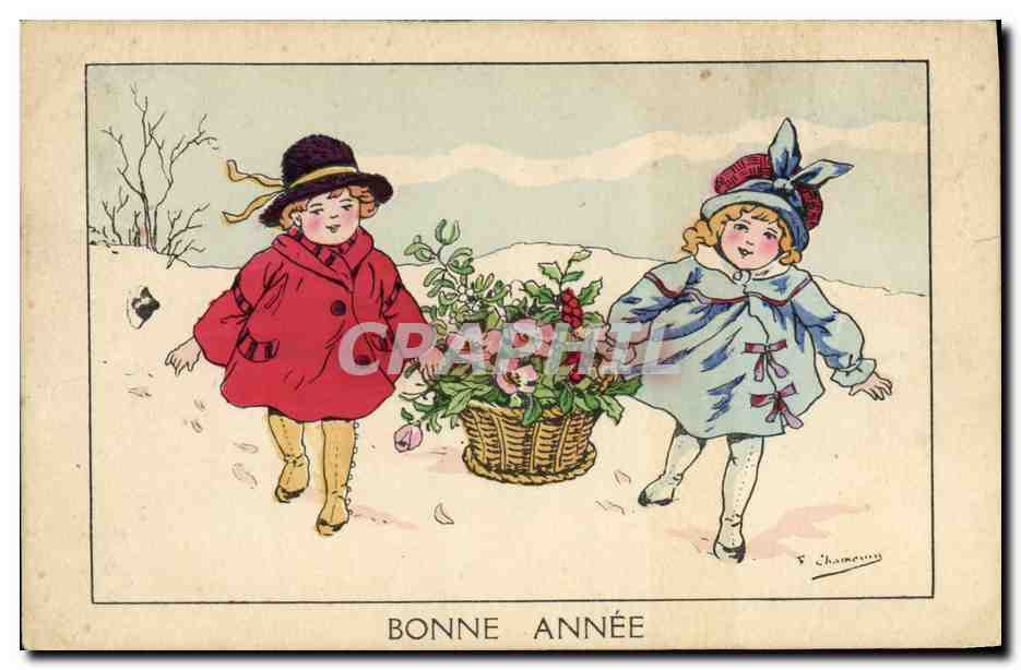 CPA Fantaisie Illustrateur Enfants Bonne annee