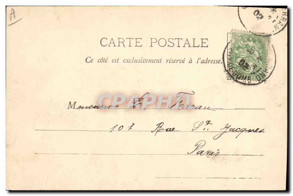 CPA Folklore Auvergne Femme — Verso