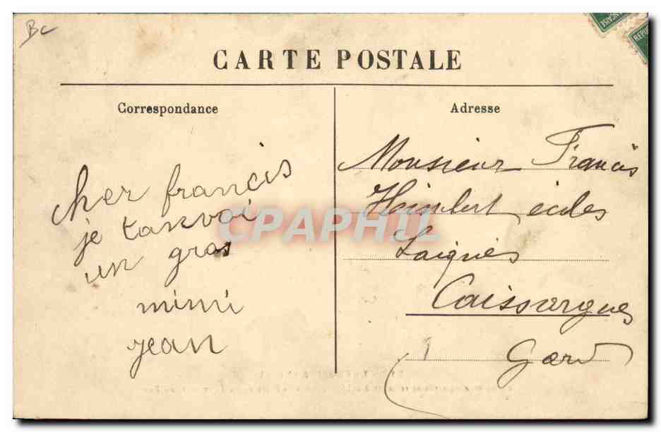 CPA Folklore Le Velay Un jeune couple de montagnards de la Haute Loire se rendant a cheval a la foire de la Toussaint au Puy — Verso