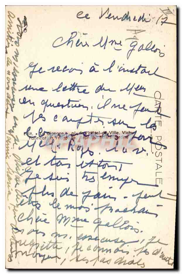 CPA Folklore Auvergne Bourree — Verso