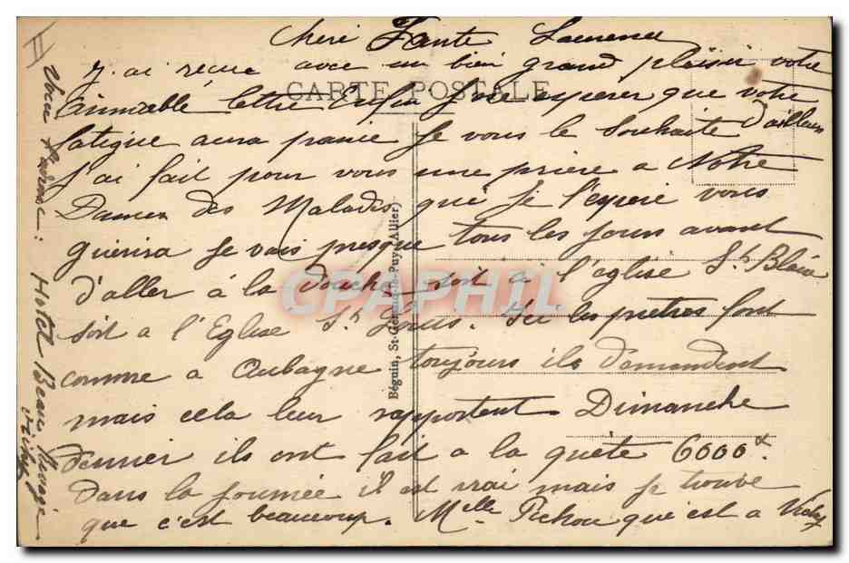 CPA Folklore Auvergne Bourree — Verso