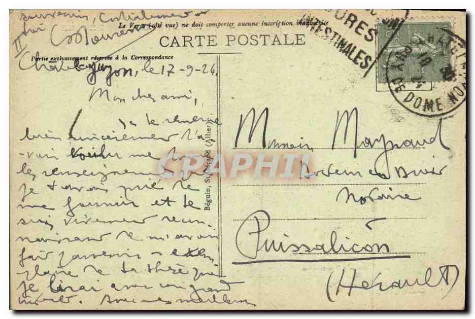 CPA Folklore Auvergne Bourree — Verso
