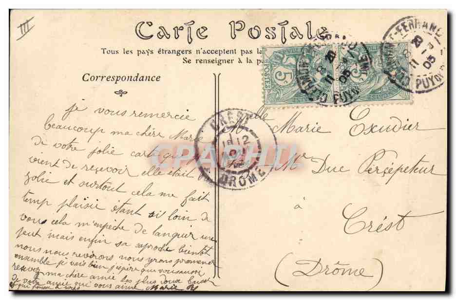 CPA Folklore Auvergne La bourree — Verso