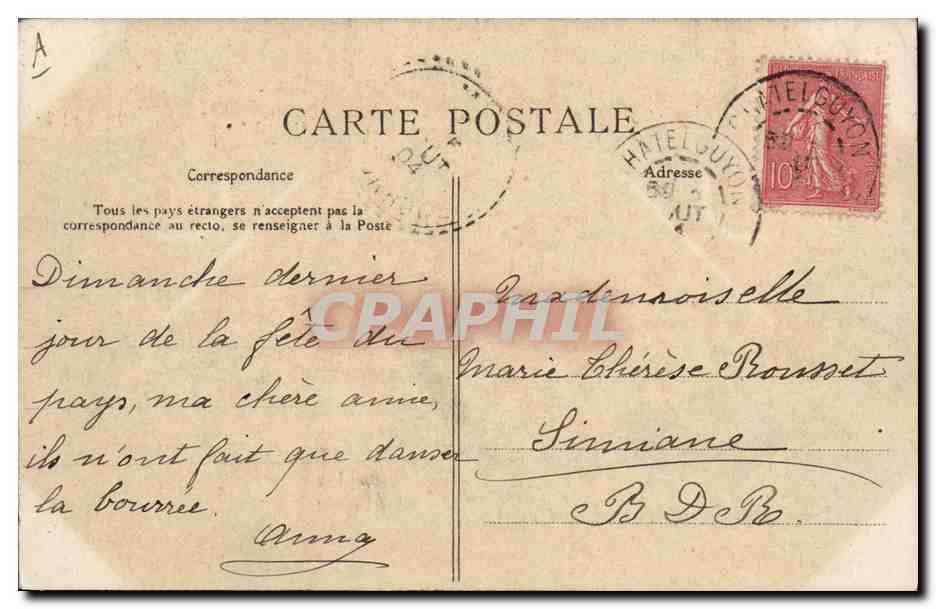 CPA Folklore Auvergne La bourree — Verso