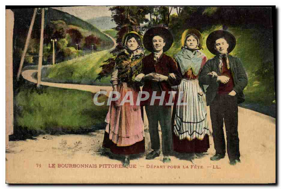 CPA Folklore Auvergne Bourbonnais Depart pour la fete
