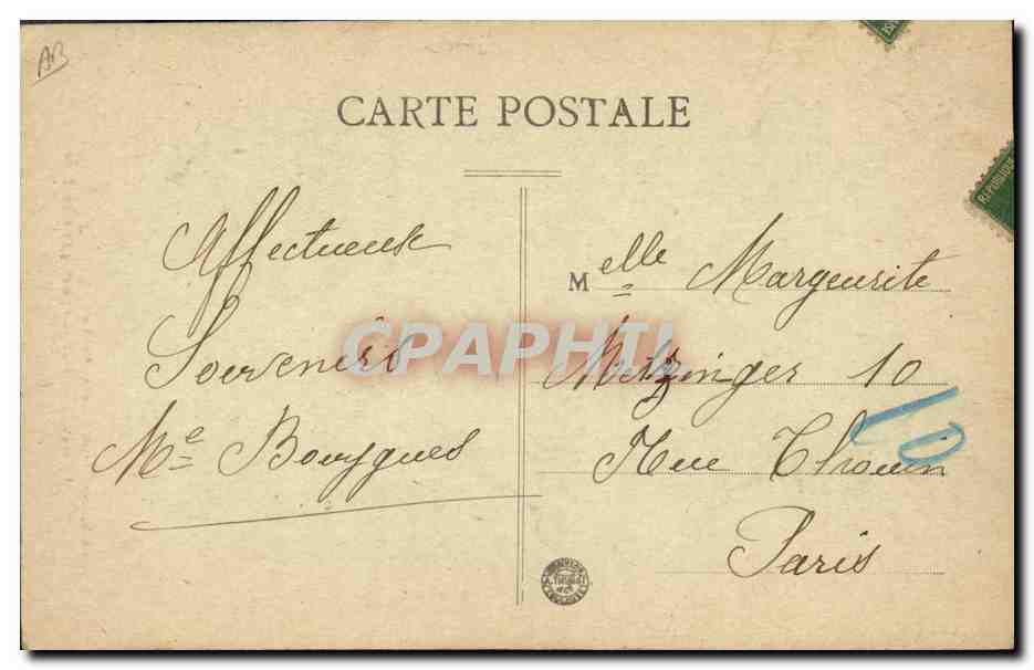 CPA Folklore Cantal Depart pour le marche Cheval — Verso