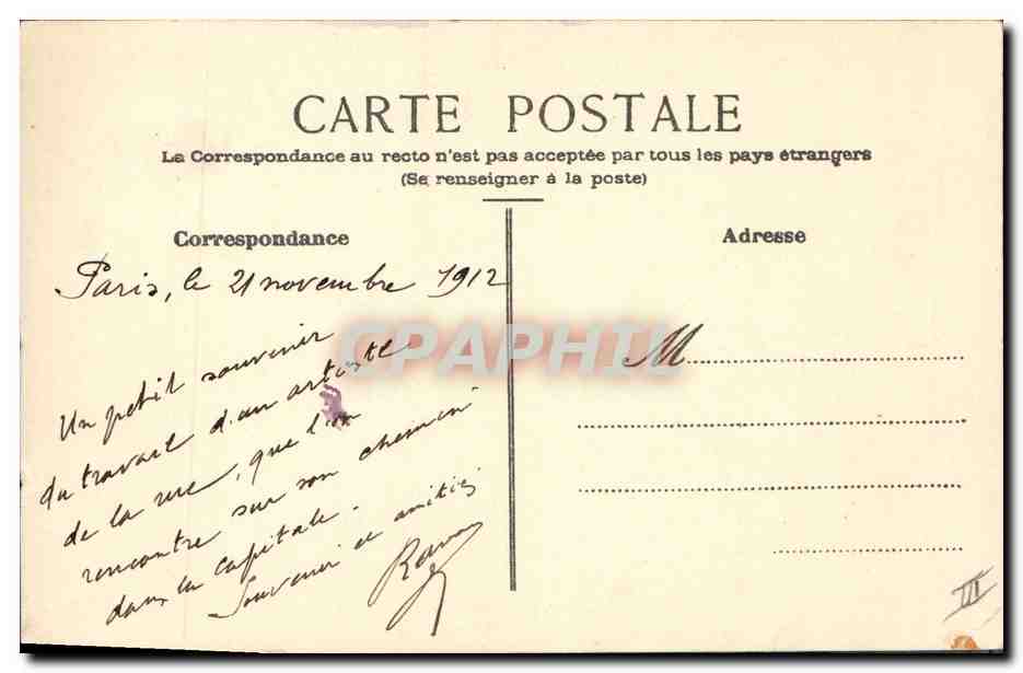 CPA Fantaisie (dessin a la main) Avion Aviation — Verso