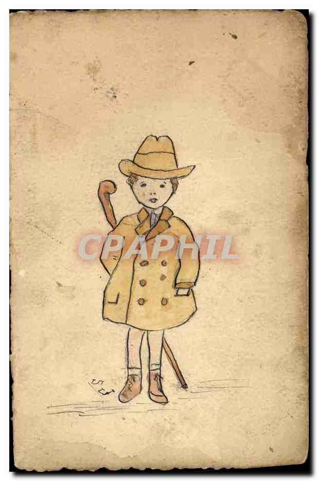 CPA Fantaisie (dessin a la main) Enfant